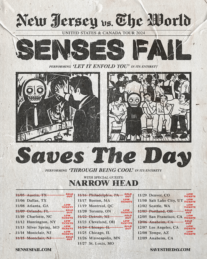 Senses Fail x Saves The Day To Livestream NJ Vs. The World Tour from New Jersey