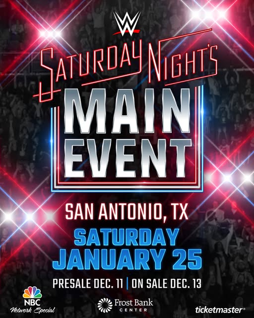 The next Saturday Night’s Main Event primetime special will air live in San Antonio